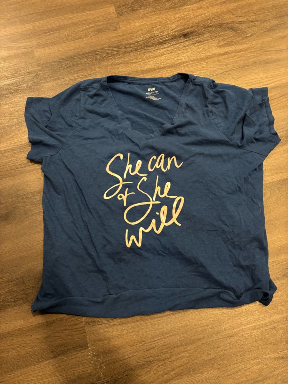 EVRI Navy Tee with Gold Logo Print